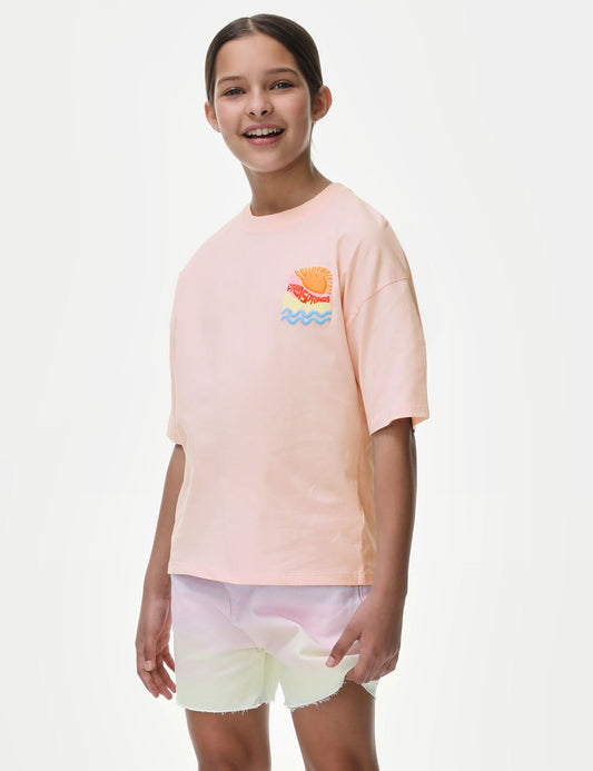 Saf Pamuklu Kısa Kollu T-shirt (6-16 Yaş)