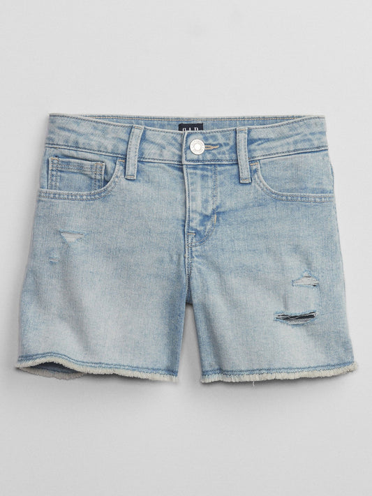 Açık Mavi Mid Rise Midi Denim Şort