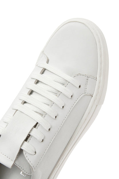 Kadın Beyaz Bağcıklı Deri Sneaker