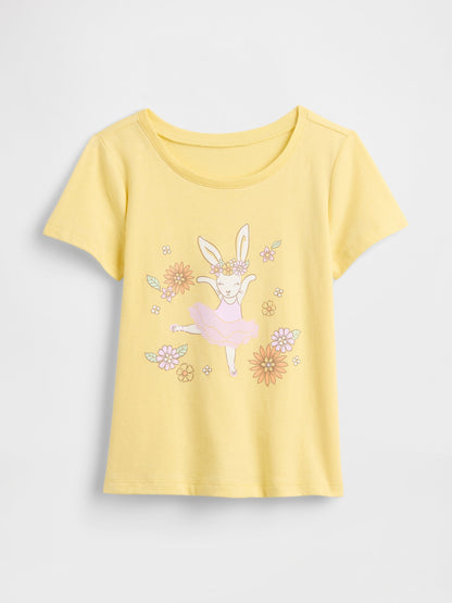 Sarı Grafik Baskılı T-shirt