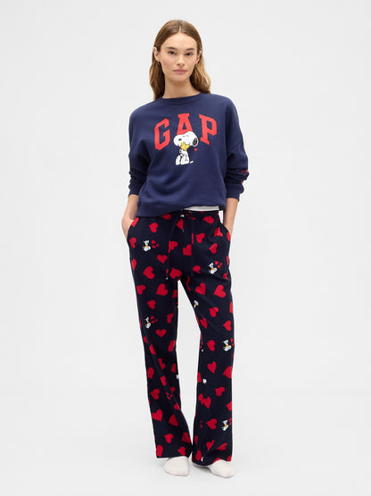 Lacivert Peanuts Relaxed Flannel Pijama Altı