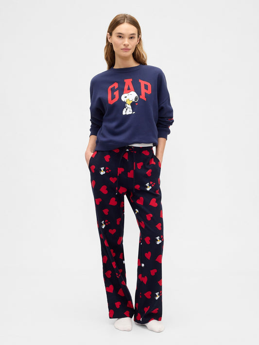 Lacivert Peanuts Relaxed Flannel Pijama Altı