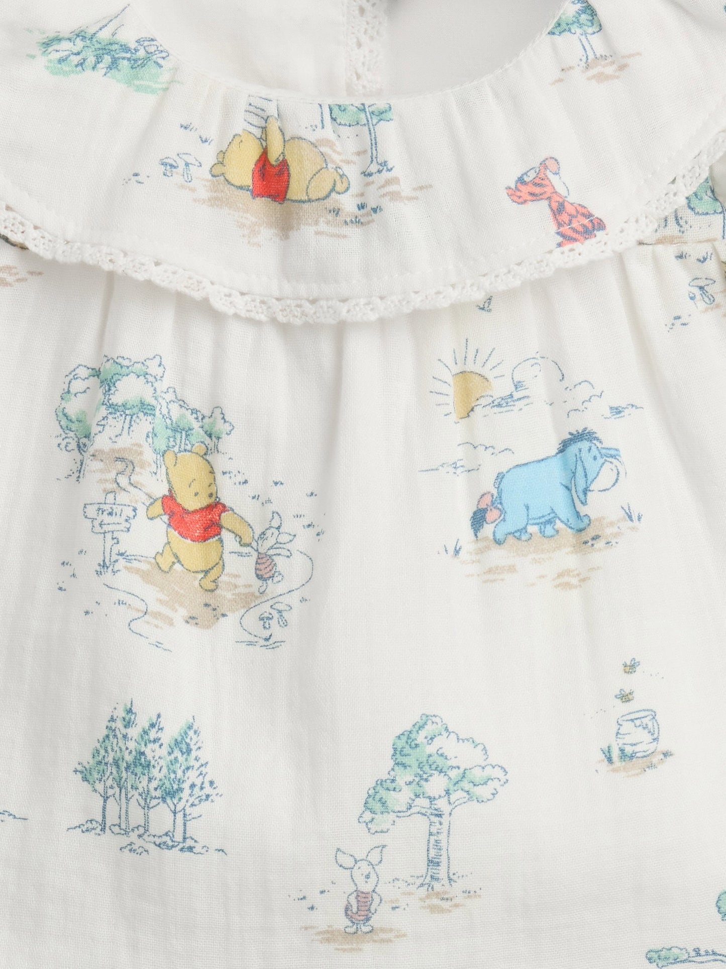 Beyaz Winnie The Pooh Pamuk Gauze Outfit Set