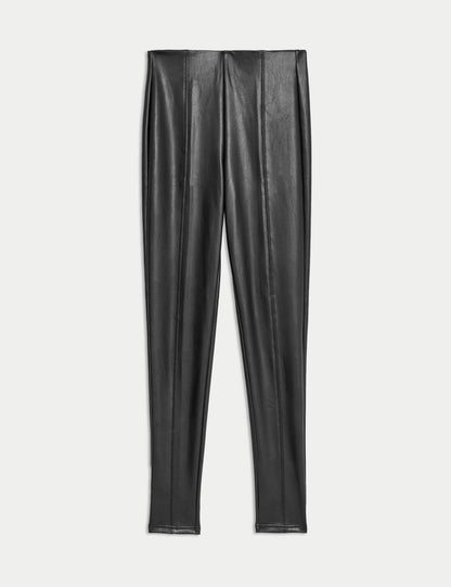 Regular Fit Deri Görünümlü Pantolon