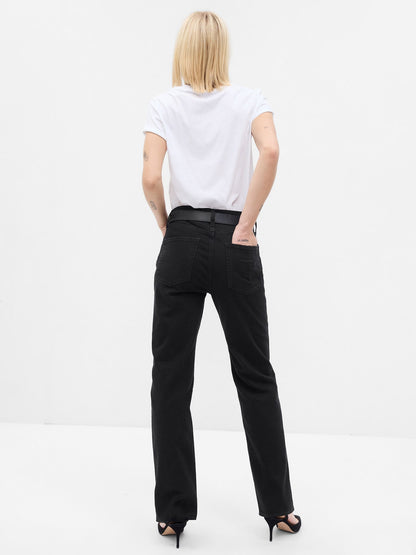 Siyah High Rise '90s Loose Jean Pantolon