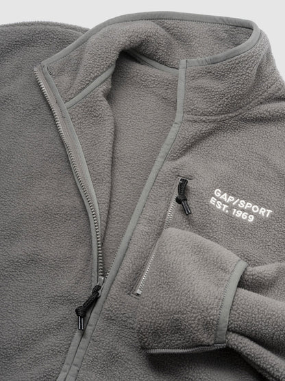 Gri Gap Logo Arctic Fleece Fermuarlı Ceket