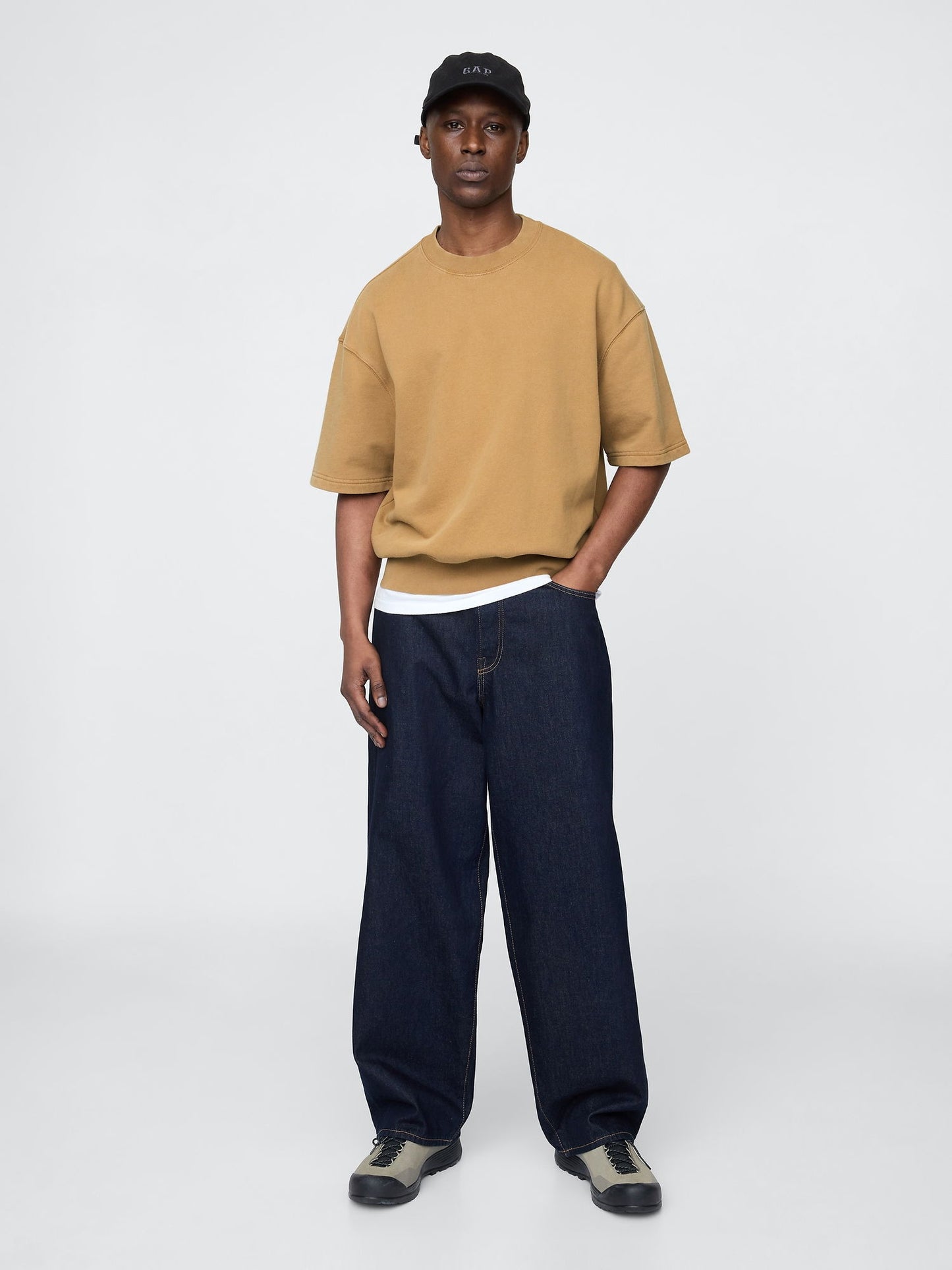 Açık Kahverengi Heavyweight Bisiklet Yaka Sweatshirt