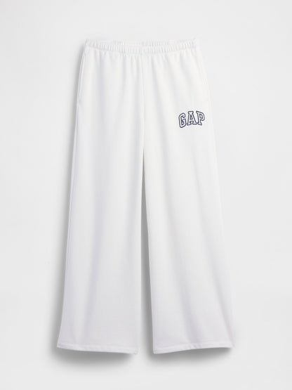 Beyaz Gap Logo Fransız Havlu Kumaş Wide-leg Joggers
