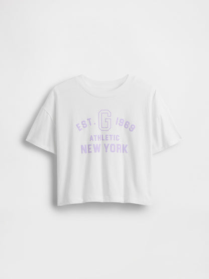 Beyaz Oversized Crop Logo T-shirt