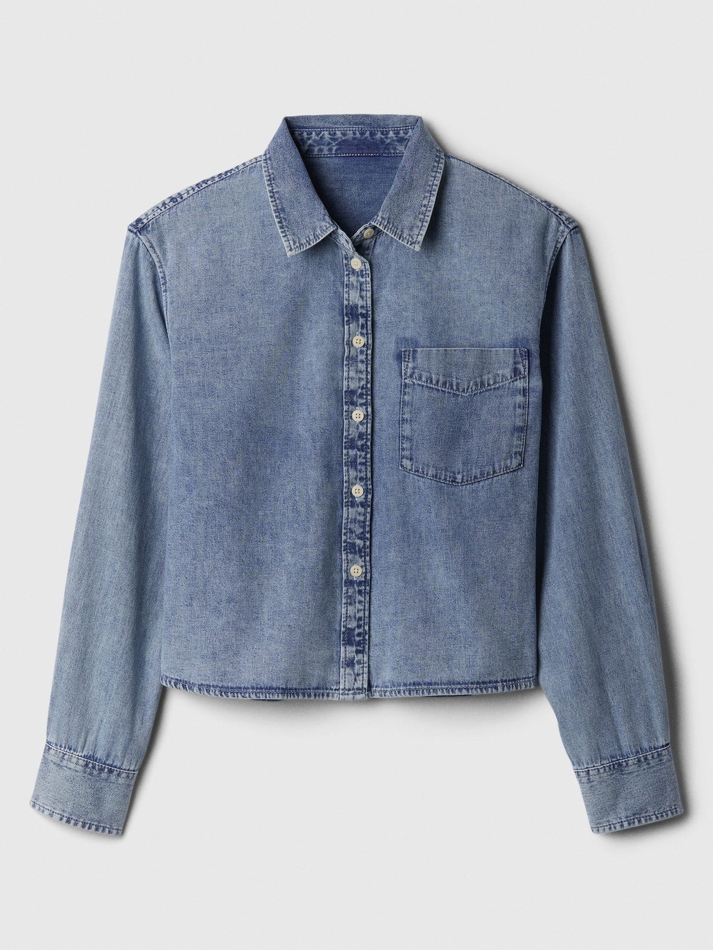 Mavi Crop Denim Gömlek