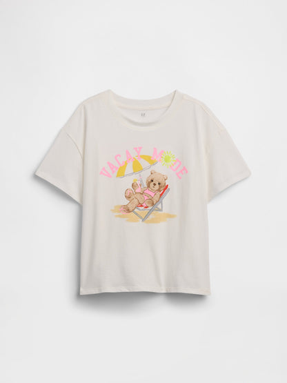 Açık Mavi Relaxed Grafik Baskılı T-shirt
