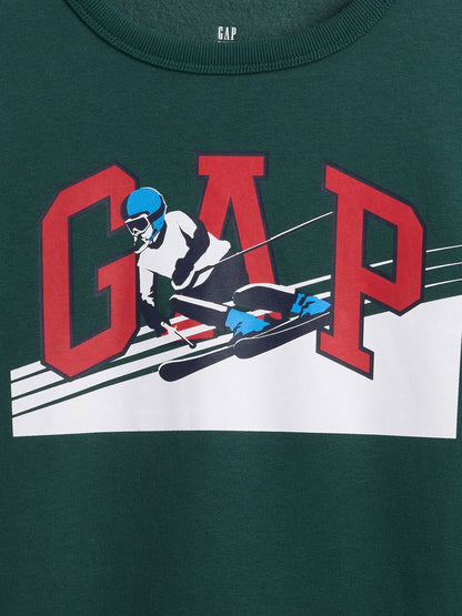 Koyu Yeşil Grafik Logo Sweatshirt