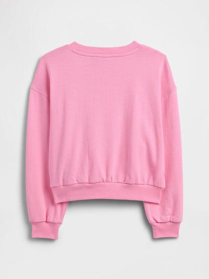 Pembe Oversized Wedge Grafik Baskılı Sweatshirt