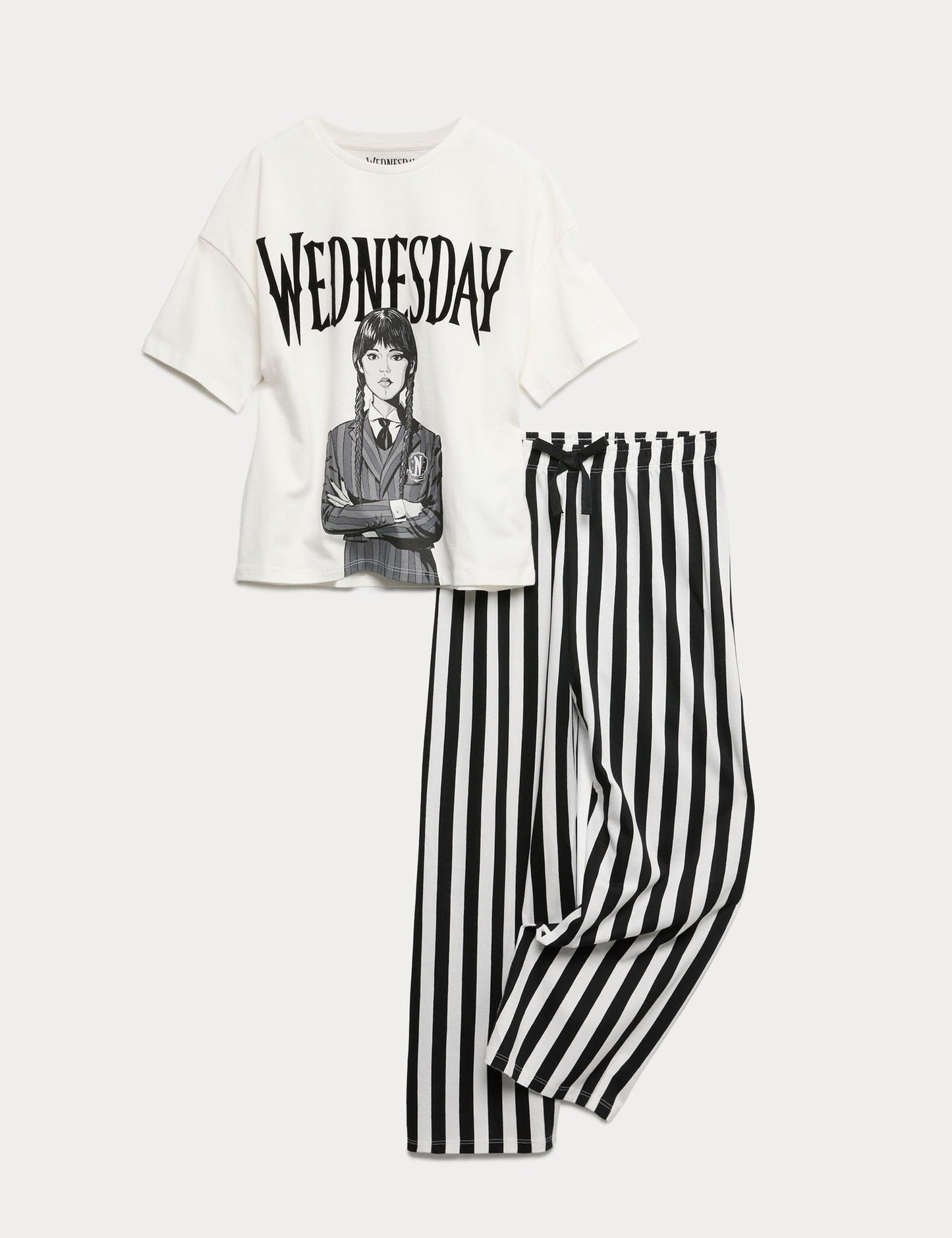 Saf Pamuklu Wednesday Desenli Pijama Takımı (6-16 Yaş)