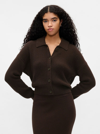 Kahverengi Cashsoft Relaxed Rib Hırka