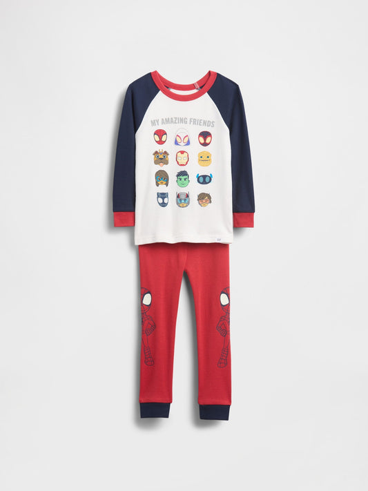 Beyaz Marvel Organik Brushed Pamuk Pijama Takımı