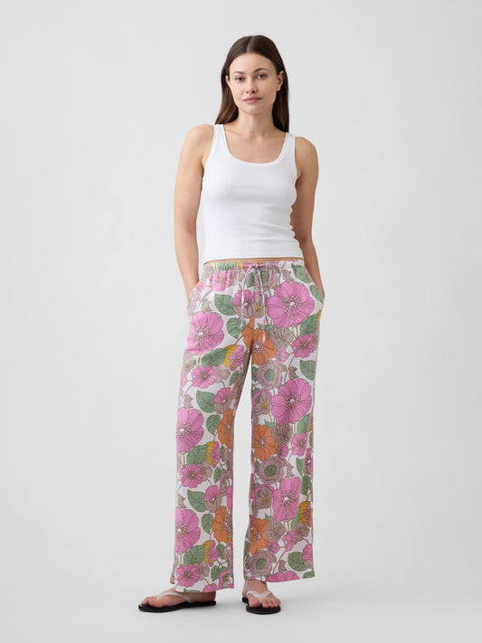 Çok Renkli Mid Rise Pull-on Wide-leg Pantolon