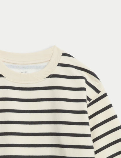 Pamuk Karışımlı Çizgili Sweatshirt (2-8 Yaş)