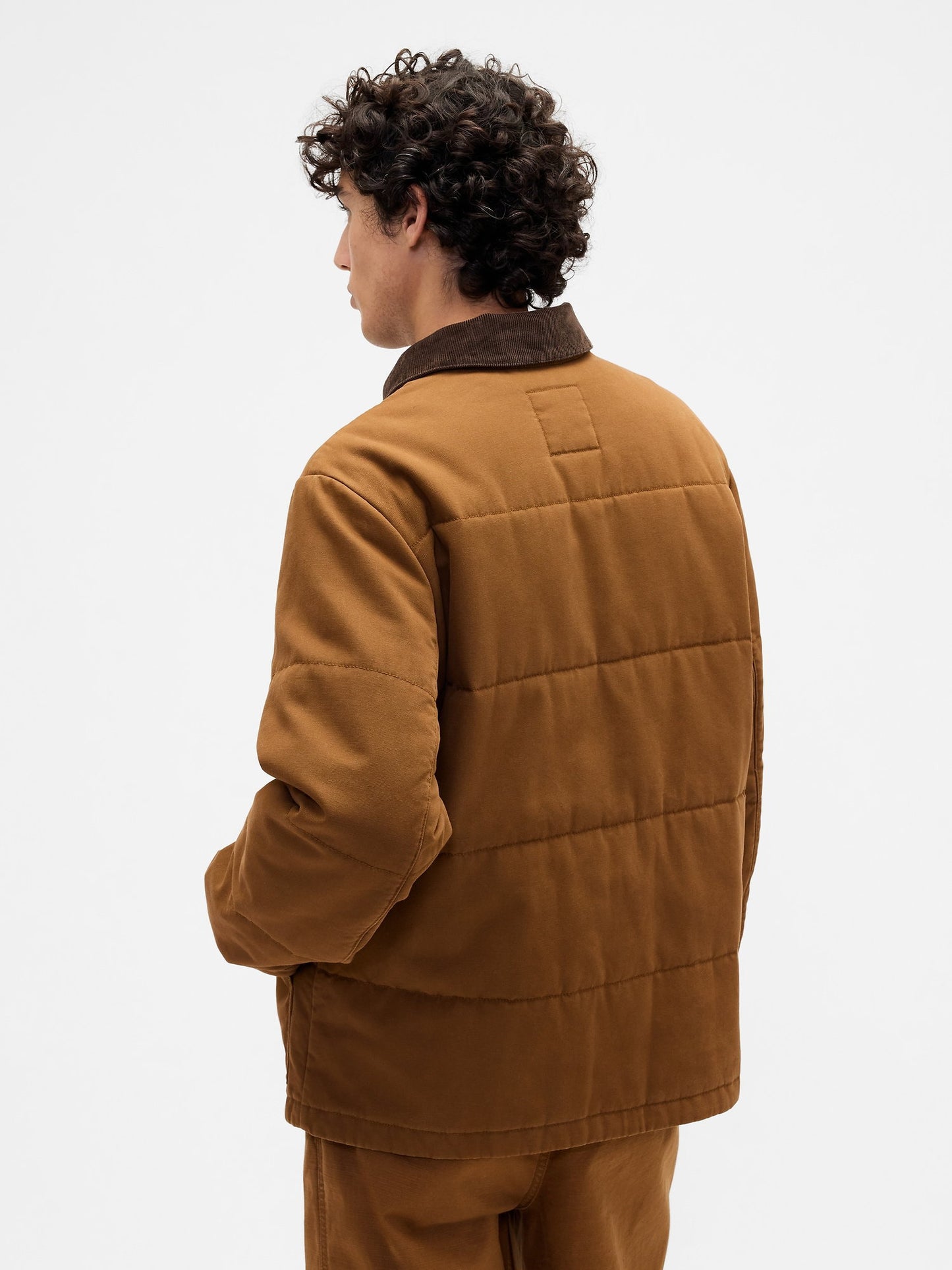 Açık Kahverengi Relaxed Quilted Kanvas Utility Ceket