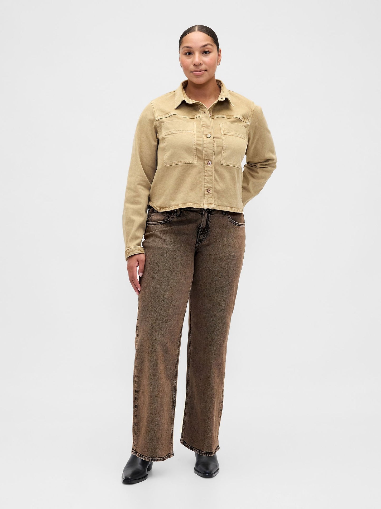 Kahverengi Low Rise '90s Jean Pantolon