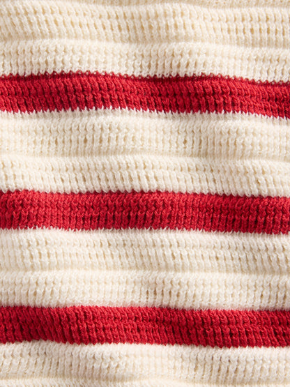 Kırmızı Baby Crochet Stripe Outfit Set