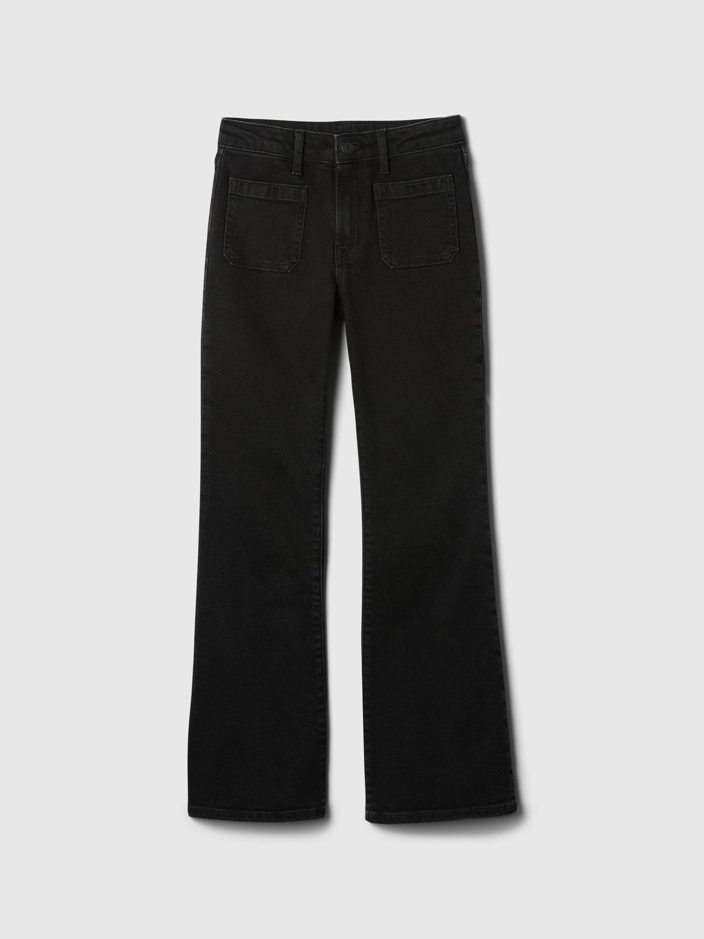 Siyah High Rise '70s Flare Jean Pantolon