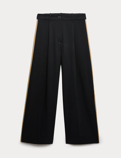 Şerit Detaylı Geniş Paça Pantolon