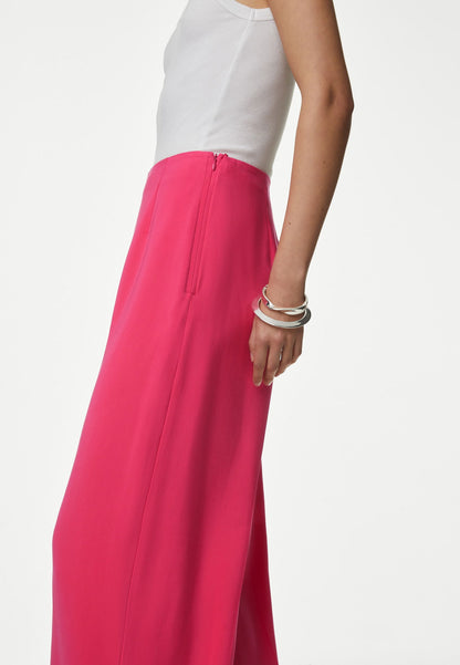 Yüksek Bel Saten Wide Leg Pantolon