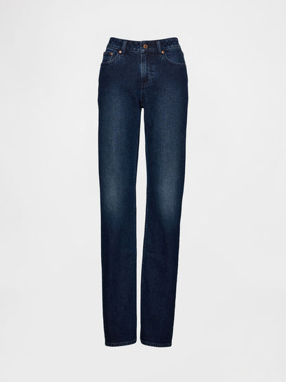 Koyu Mavi Curvy Low Rise '90s Slim Straight Jean Pantolon