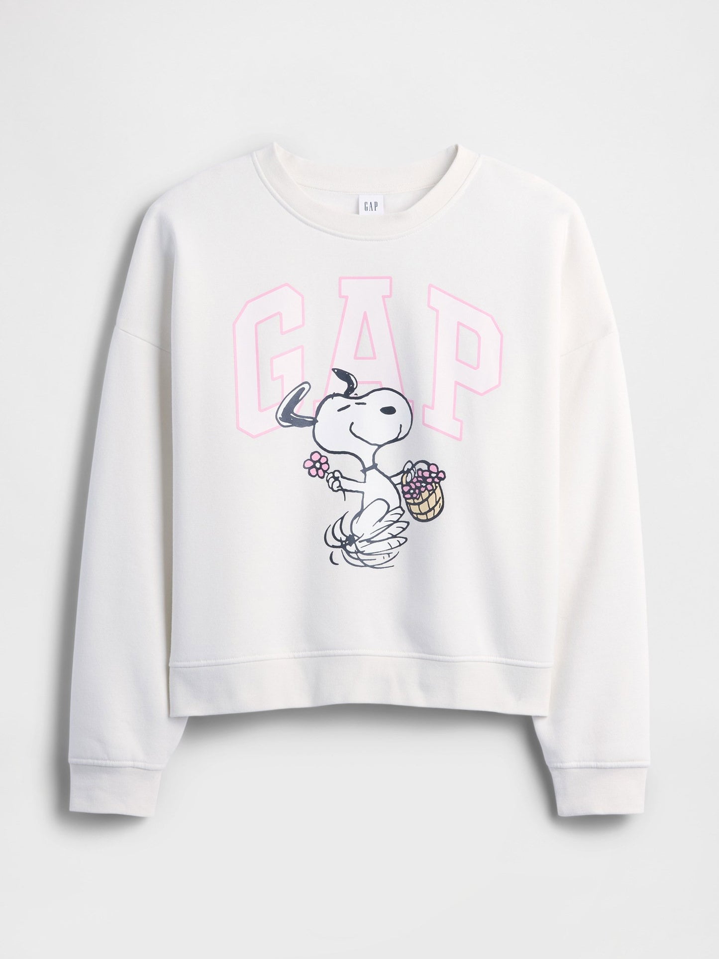 Kırık Beyaz Peanuts Oversized Wedge Bisiklet Yaka Sweatshirt