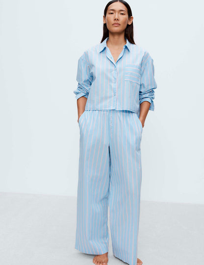 Çizgili Geniş Paça Pijama Altı