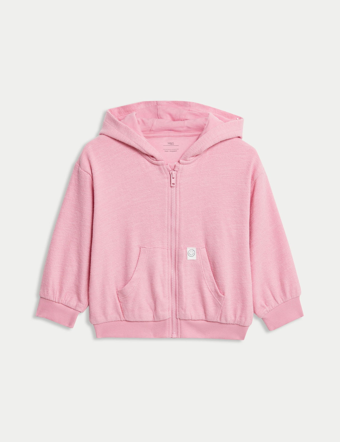 Saf Pamuklu Fermuarlı Kapüşonlu Sweatshirt (0-6 Yaş)