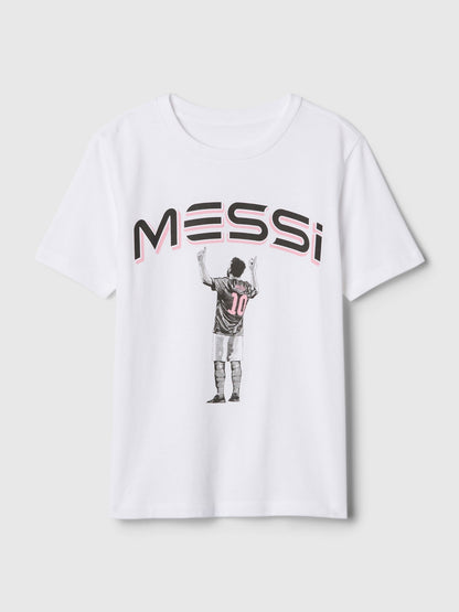 Beyaz Messi Grafikli T-shirt