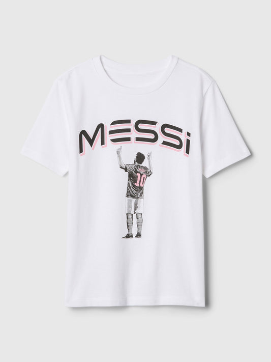 Beyaz Messi Grafikli T-shirt