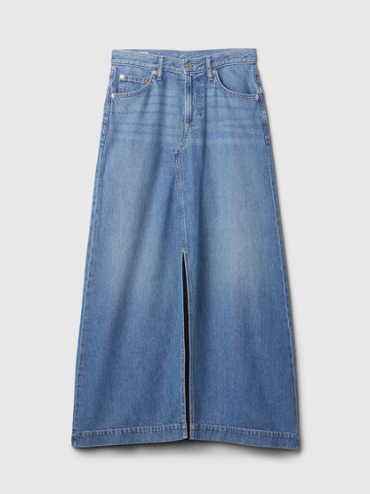 Mavi Ultrasoft Denim Midi Etek