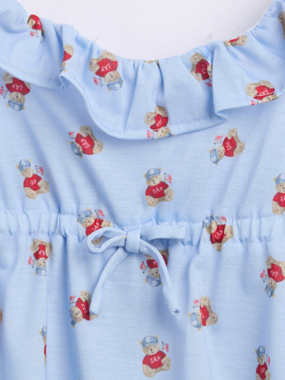 Mavi Recycle Fırfır Askılı Şort Pijama Seti