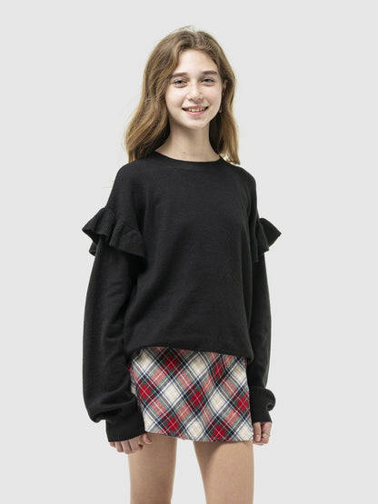 Kırmızı Ekose Desenli Flannel Şort Etek