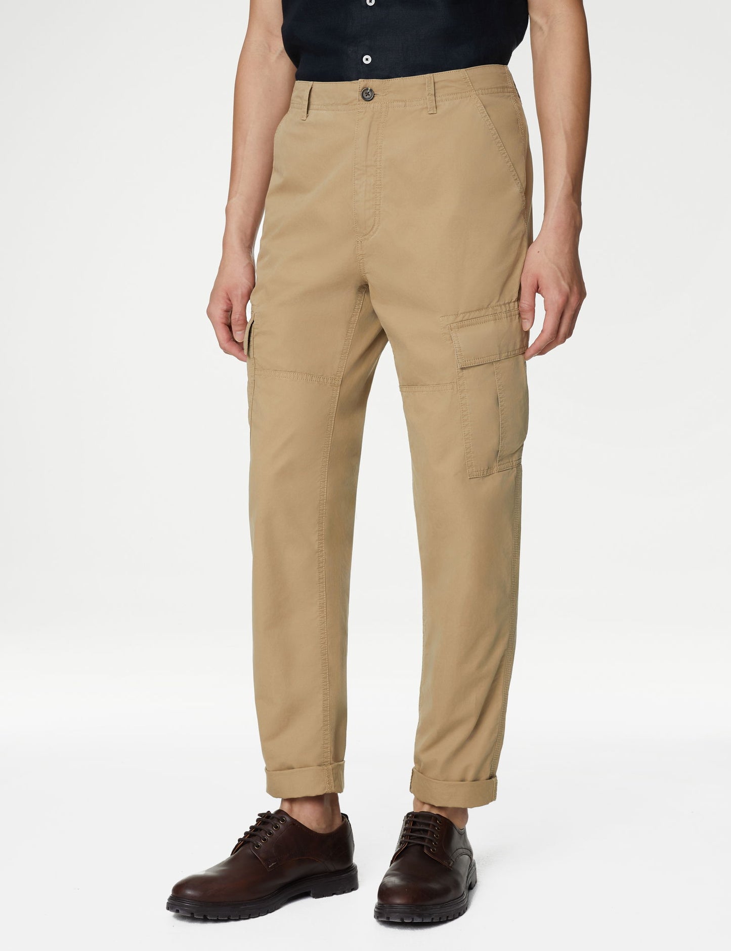 Saf Pamuklu Tapered Fit Kargo Pantolon