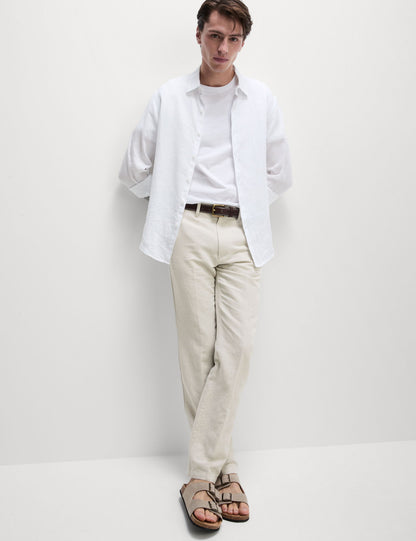 Regular Fit Keten Karışımlı Chino