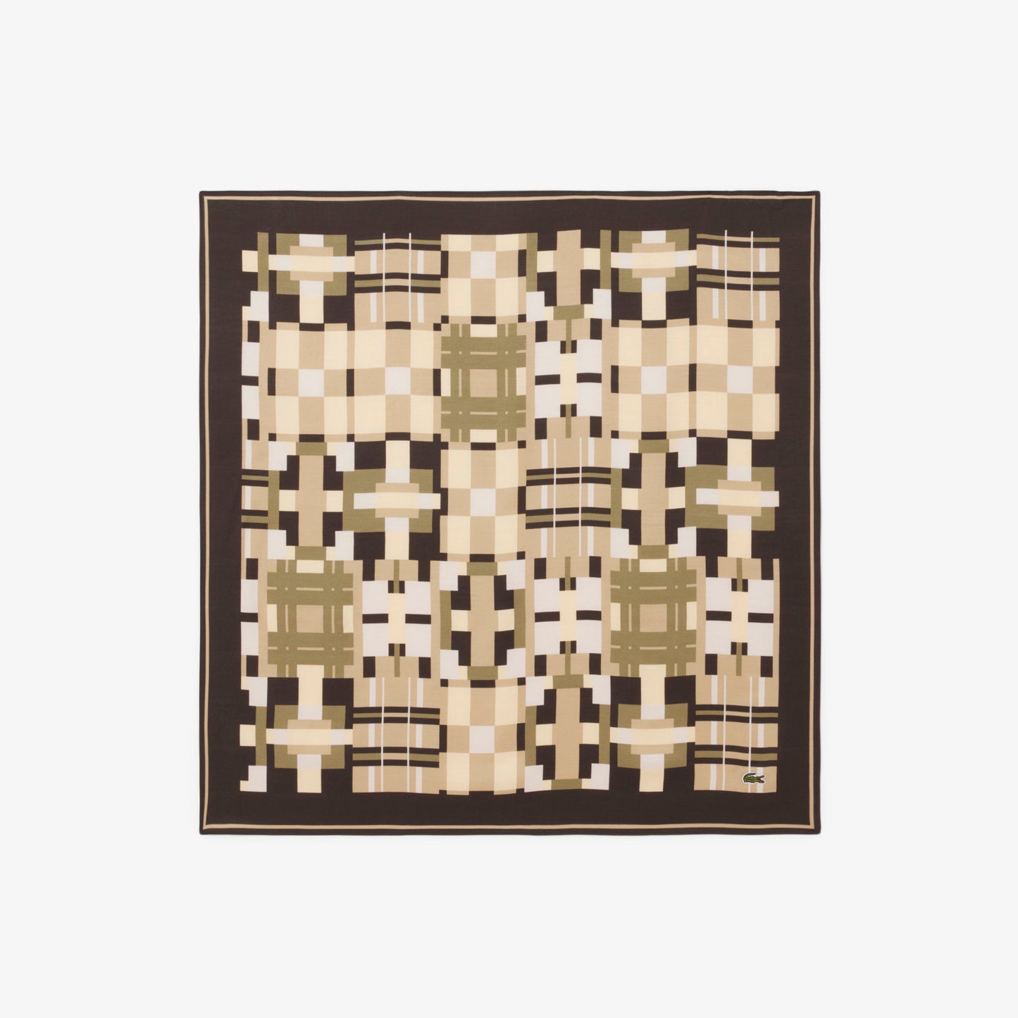 Lacoste Kadın Desenli Kahverengi Fular