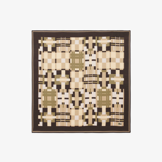 Lacoste Kadın Desenli Kahverengi Fular