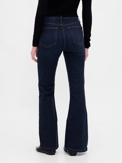 Koyu Mavi High Rise '70s Flare Jean Pantolon