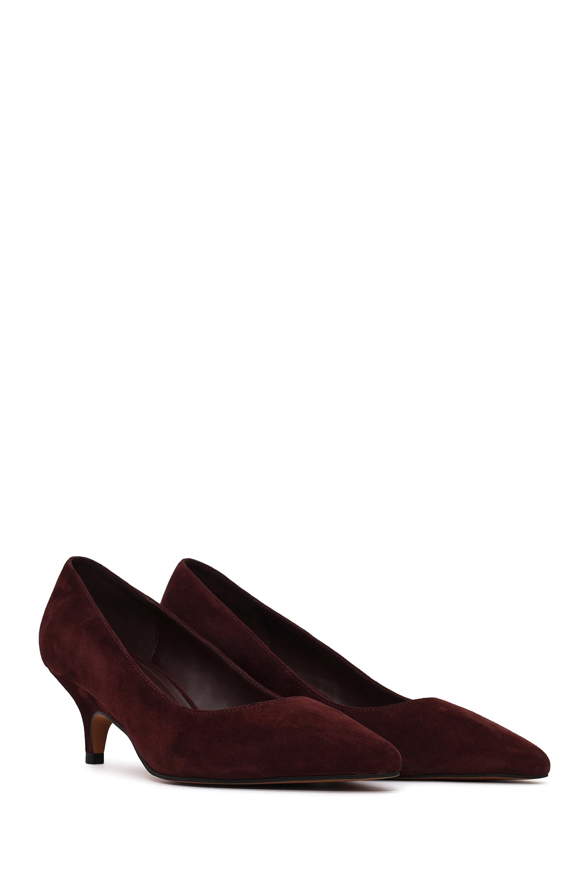 Kadın Bordo Kısa Ince Topuklu Süet Deri Stiletto