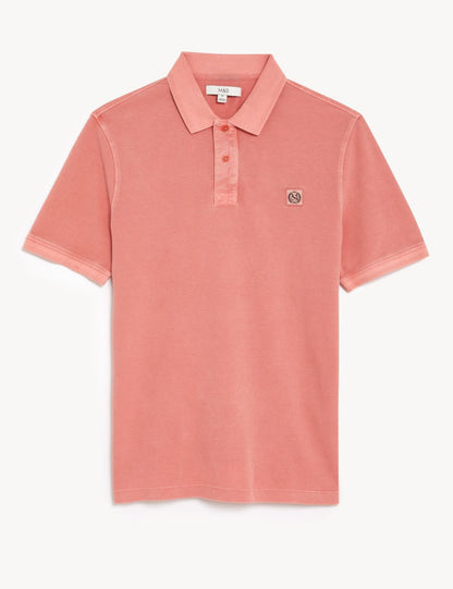 Saf Pamuklu Kısa Kollu Polo Yaka T-shirt