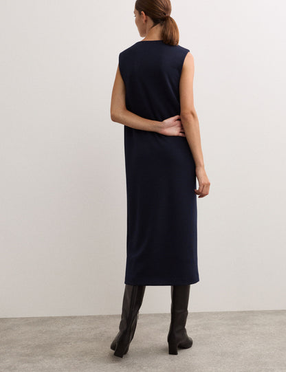 Derin V Yaka Jersey Midi Elbise