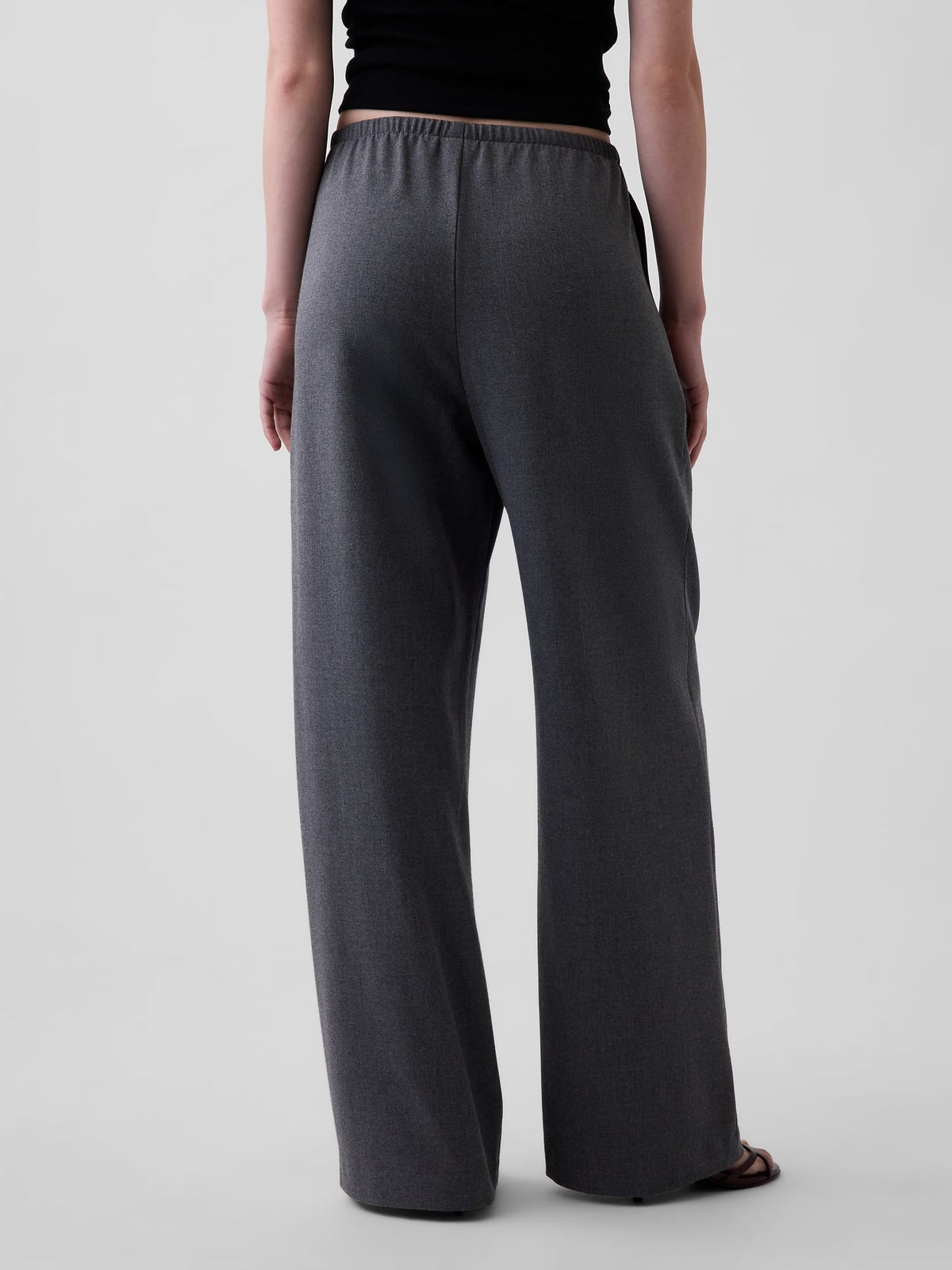 Koyu Gri Brushed Twill Easy Wide-leg Pantolon