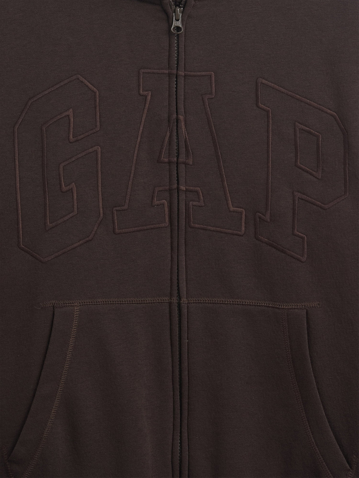 Kahverengi Relaxed Gap Logo Sherpa Astarlı Fermuarlı Sweatshirt