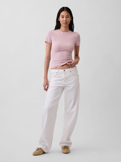 Açık Pembe Closeknit Jersey T-shirt