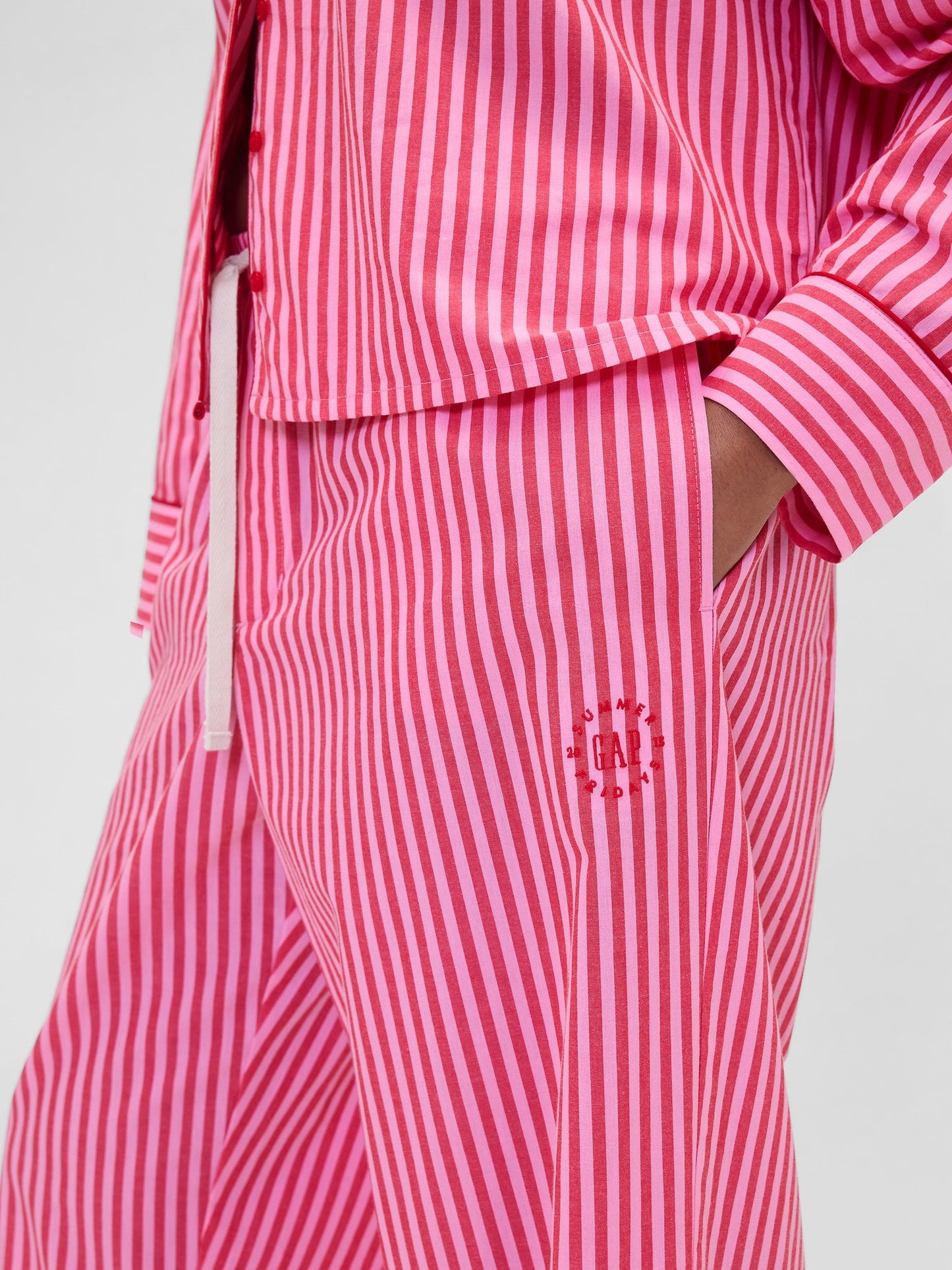 Kırmızı Gap × Summer Fridays Relaxed Poplin Stripe Pijama Altı