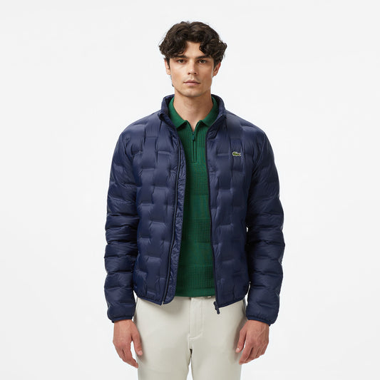 Lacoste Erkek Dik Yaka Kapitone Lacivert Mont